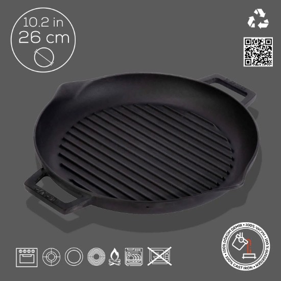 Grill pan, ħadid fondut, 26 ċm - LAVA 