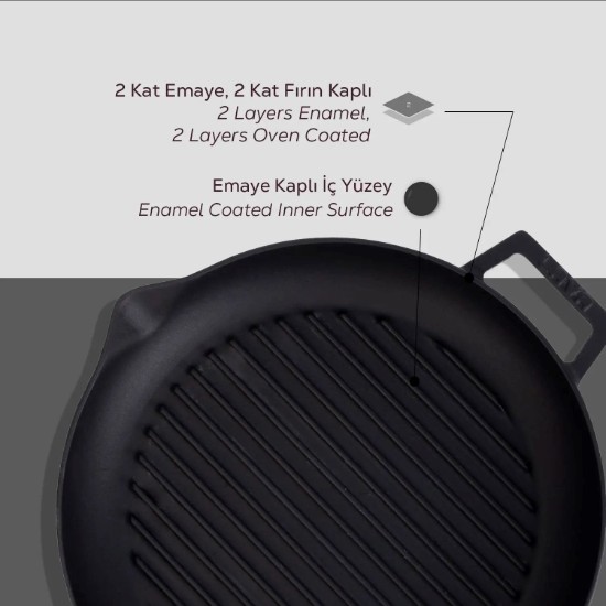 Grill pan, ħadid fondut, 26 ċm - LAVA 