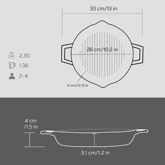 Grill pan, ħadid fondut, 26 ċm - LAVA 