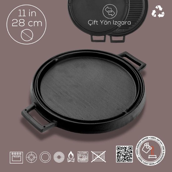 Grill, cast iron, 28 cm - LAVA brand