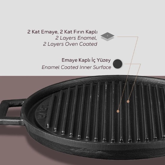 Grill, cast iron, 28 cm - LAVA brand
