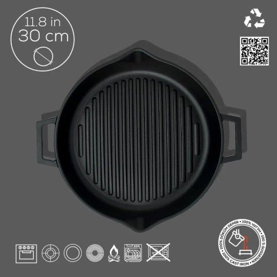 Grilio keptuvė, 30 cm, ketaus / 2,2 l - LAVA prekinis ženklas