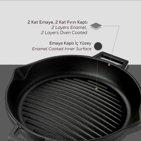 Grilio keptuvė, 30 cm, ketaus / 2,2 l - LAVA prekinis ženklas