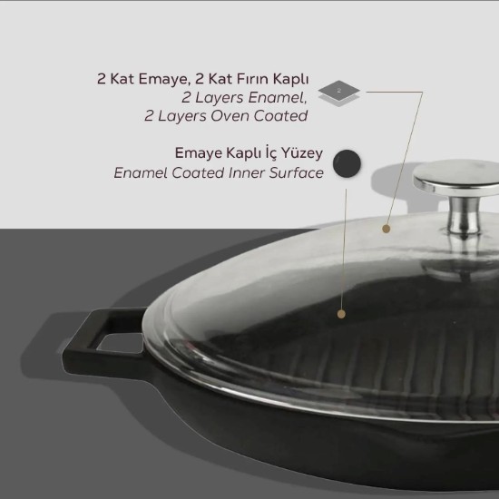 Grillpann, malmist, kaanega, 30 cm - LAVA