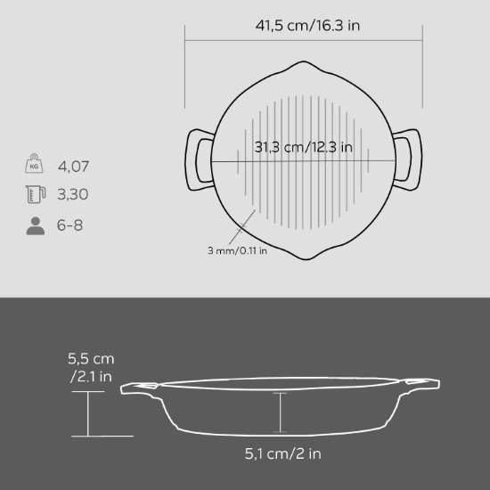 Γκριλ τηγάνι, 32 cm / 3,3 l, μαντέμι - μάρκας LAVA
