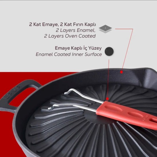 Sartén grill, hierro fundido, 32 cm - LAVA