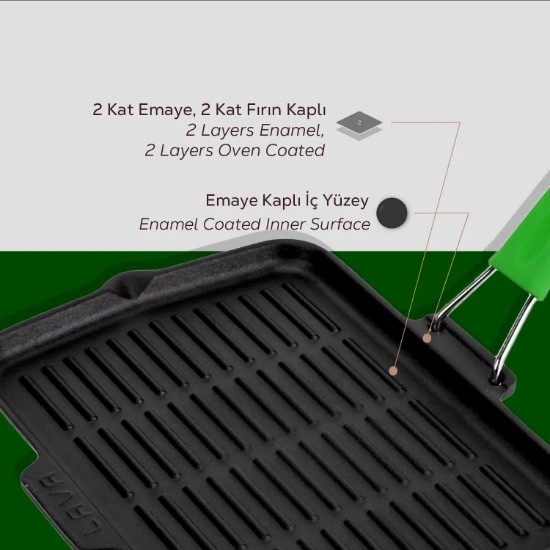Grill tava, 21 x 30 cm, zelena - marke LAVA