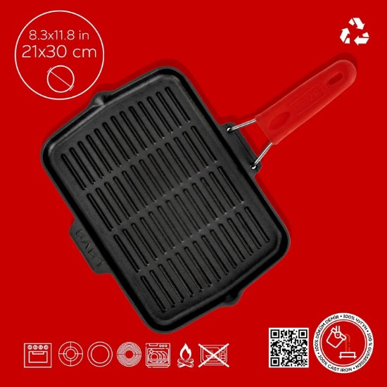 Grillpfanne, 21 x 30 cm, roter Griff - Marke LAVA