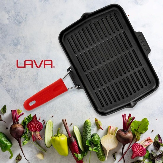 Grillpfanne, 21 x 30 cm, roter Griff - Marke LAVA