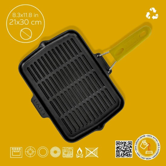 Ταψί ψησίματος, 21 x 30 cm, κίτρινη λαβή - LAVA