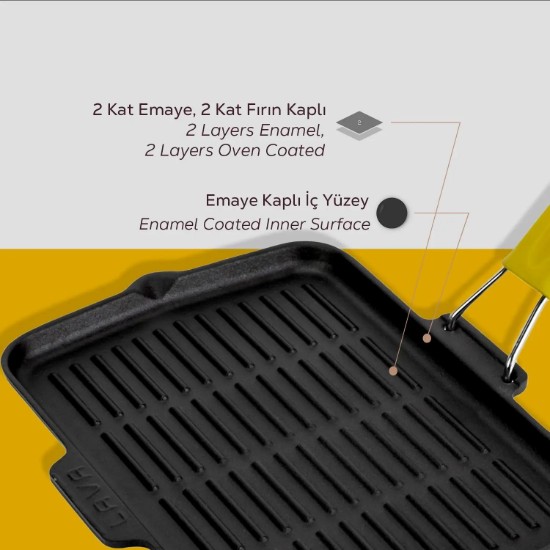 Ταψί ψησίματος, 21 x 30 cm, κίτρινη λαβή - LAVA