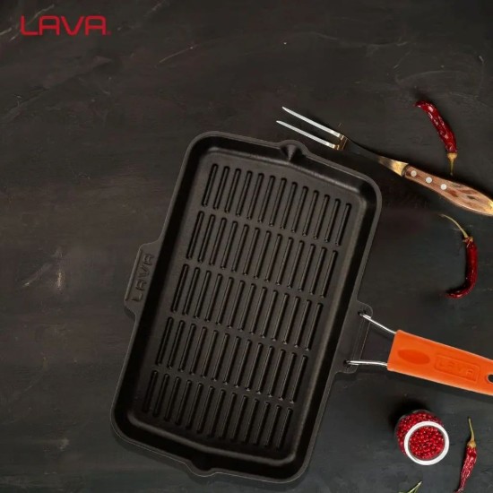 Frigideira grelhar, 21 × 36 cm, pega laranja – LAVA