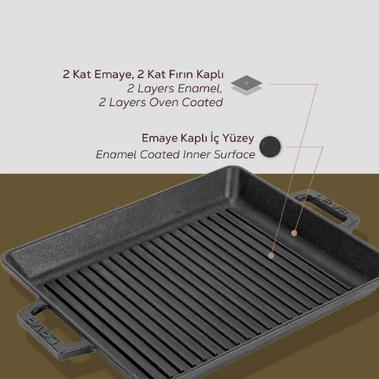 Grill tray, 32 x 26 cm, cast iron - LAVA