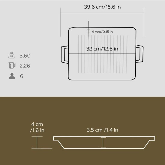 Grill tray, 32 x 26 cm, cast iron - LAVA