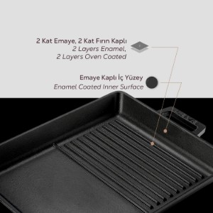 Duales Tablett mit Grillplatten und flacher Oberfläche, 26 x 32 cm, LAVA
