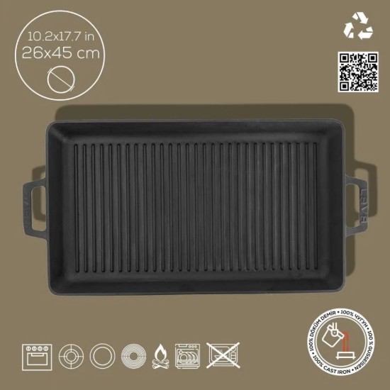 Grilovací tác, 26 x 45 cm, litina - značka LAVA