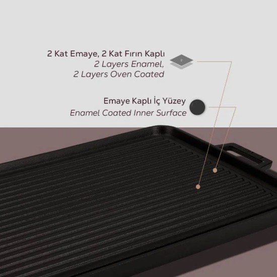 Διπλής όψης σχάρα, από χυτοσίδηρο, 43 x 28 cm - LAVA