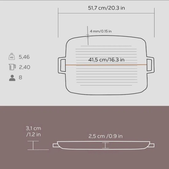 Vassoio per griglia, ghisa, 41,5 x 30 cm - LAVA