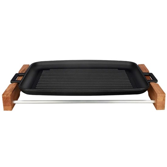 Cast iron grill, 41.5 x 30 cm, with wooden stand - LAVA