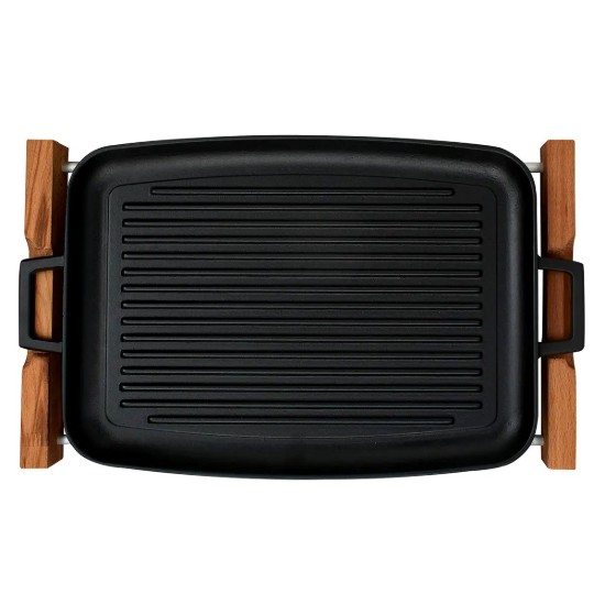 Cast iron grill, 41.5 x 30 cm, with wooden stand - LAVA