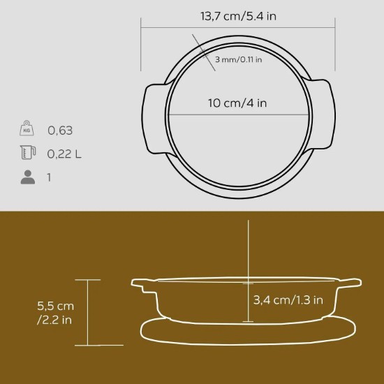 Mini puodas, ketaus, 10 cm, su mediniu pagrindu - LAVA