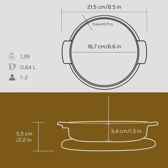 Ümmargune minikastrul koos alusega, 17 cm - LAVA kaubamärk