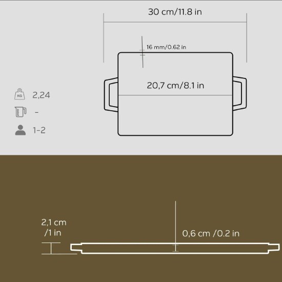 Čuguna grils, 20,7 x 13,7 cm - LAVA