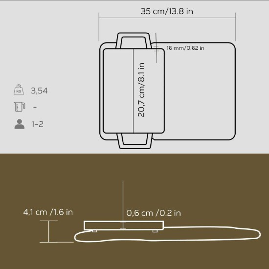 Grill tal-ħadid fondut, 20.7 x 13.7 ċm, b'stand doppju - LAVA
