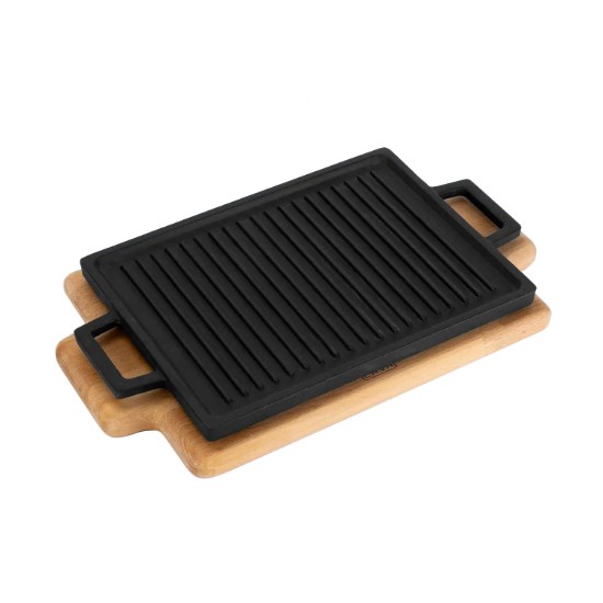 Σχάρα από χυτοσίδηρο, 20,7 x 13,7 cm, με ξύλινη βάση - LAVA