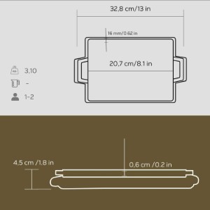 Gusseiserner Grill, 20,7 x 13,7 cm, mit Holzständer - LAVA