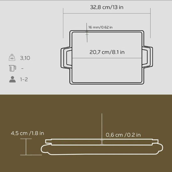Σχάρα από χυτοσίδηρο, 20,7 x 13,7 cm, με ξύλινη βάση - LAVA