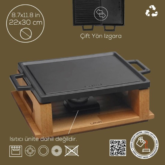 Grill, cast iron, 28.7 x 20.7 cm, with stand - LAVA