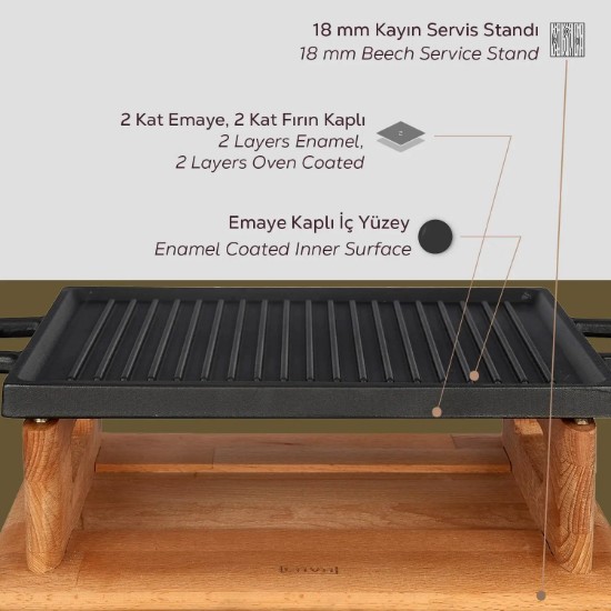 Grill, cast iron, 28.7 x 20.7 cm, with stand - LAVA