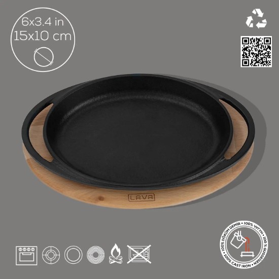 Ovales Tablett aus Gusseisen mit Ständer - Marke LAVA