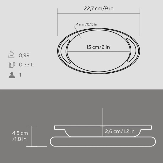 Ovales Tablett aus Gusseisen mit Ständer - Marke LAVA