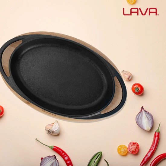 Ovales Tablett aus Gusseisen mit Ständer - Marke LAVA