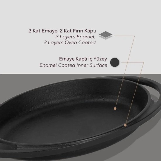 Oval bricka, gjutjärn, 21 x 14 cm - LAVA-märke