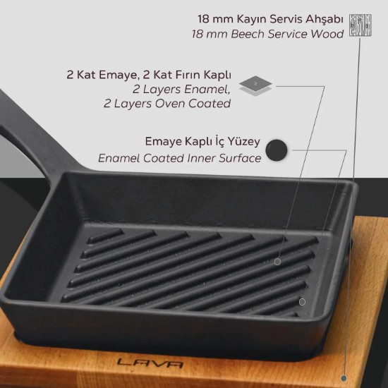 Grillpfannenset mit Servierstütze - LAVA