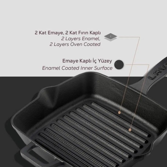 Taġen kwadru tal-grill, ħadid fondut, 19.5 x 19.5 ċm - LAVA