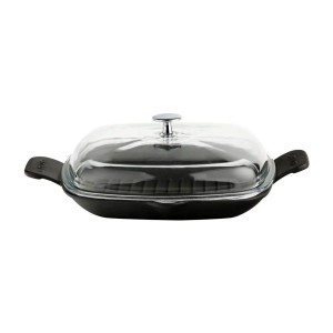 Grillpfanne mit Deckel, Gusseisen, 26 x 26 cm, Serie "Glaze" - Marke LAVA