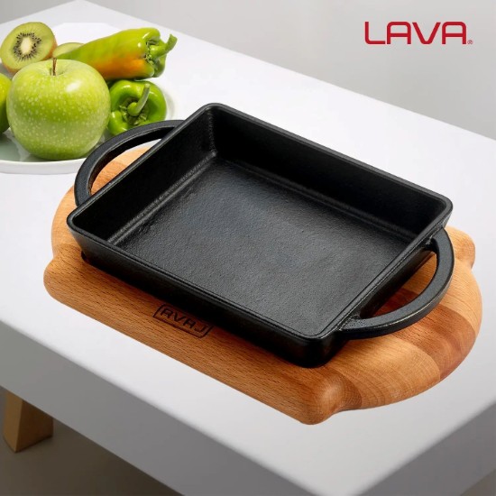 Tablett aus Gusseisen, 12 × 15 cm, mit Auflage – LAVA