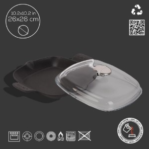 Tava s poklopcem, 26 x 26 cm, serija "Glaze", crna - brend LAVA