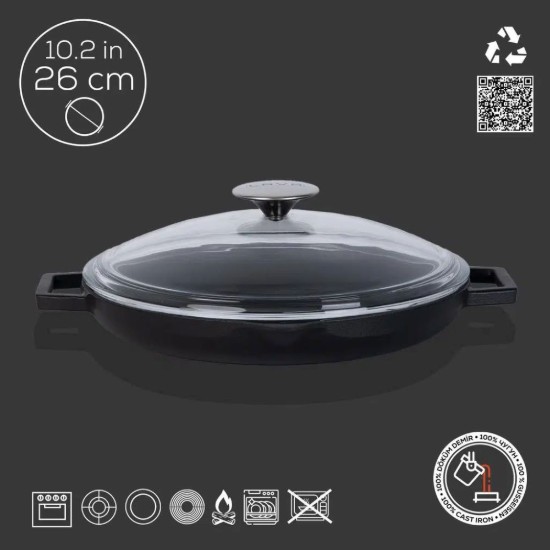 Frigideira com tampa, 26 cm, gama "Glaze", preta - marca LAVA