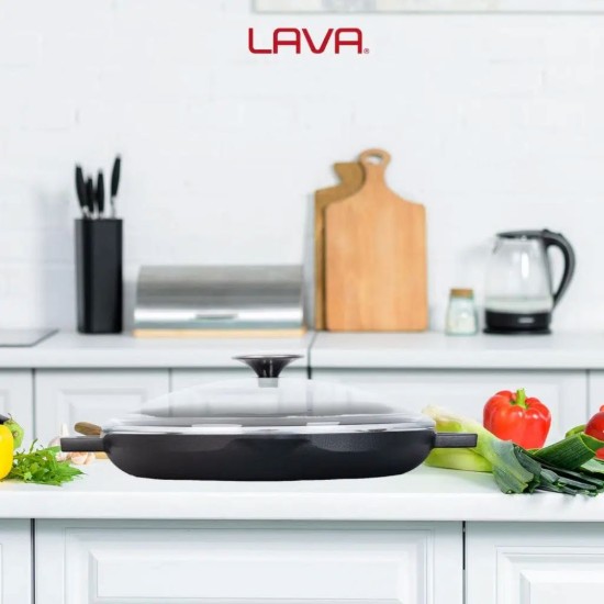 Frigideira com tampa, 26 cm, gama "Glaze", preta - marca LAVA
