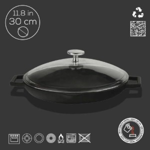 Tava s poklopcem, 30 cm, asortiman "Glazura", crna - MARKA LAVA