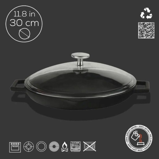 Pánev s víkem, 30 cm, řada "Glaze", černá - značka LAVA