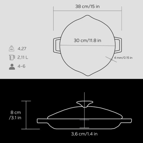 Pánev s víkem, 30 cm, řada "Glaze", černá - značka LAVA