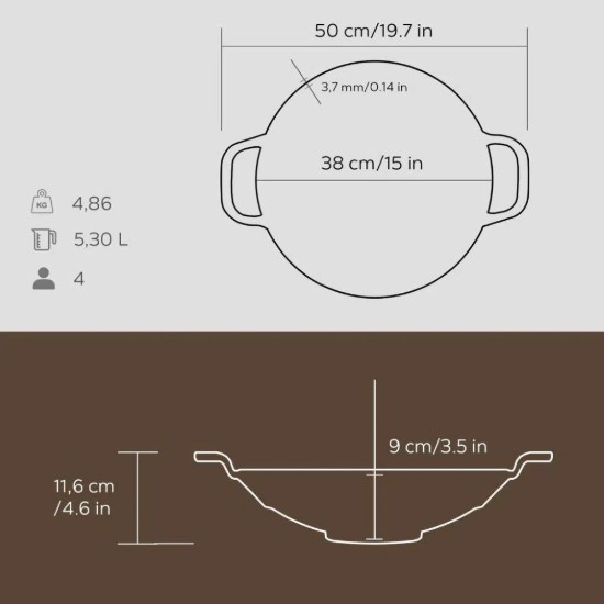 Wok, 38 cm, ħadid fondut - marka LAVA