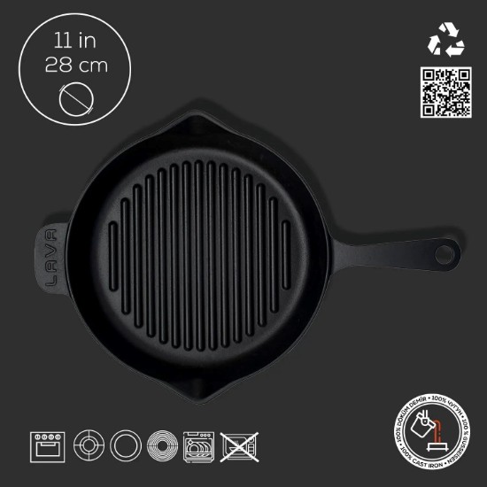 Grillpfanne, Gusseisen, 28 cm - Marke LAVA