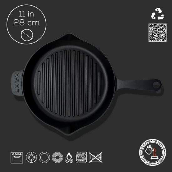 Gusseiserne Grillpfanne, 28 cm - Marke LAVA